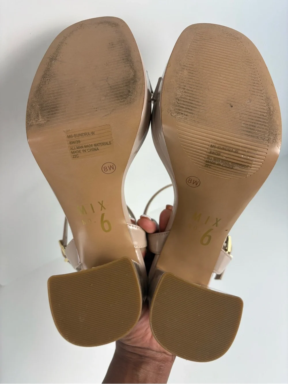 Nude Patent Platform Sandals
